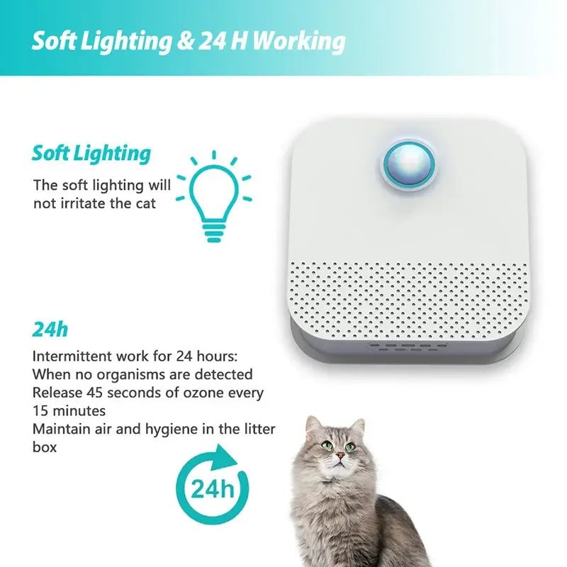 Smart Cat Odor Purifier for Cats Litter Box Deodorizer Dog Toilet Rechargeable Air Cleaner Pets Deodorization Cat Toys Cat Brush