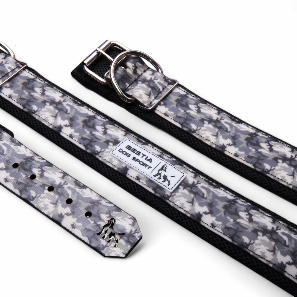 Sport Dog Collar – Grey Camo, Adjustable, Large Breeds