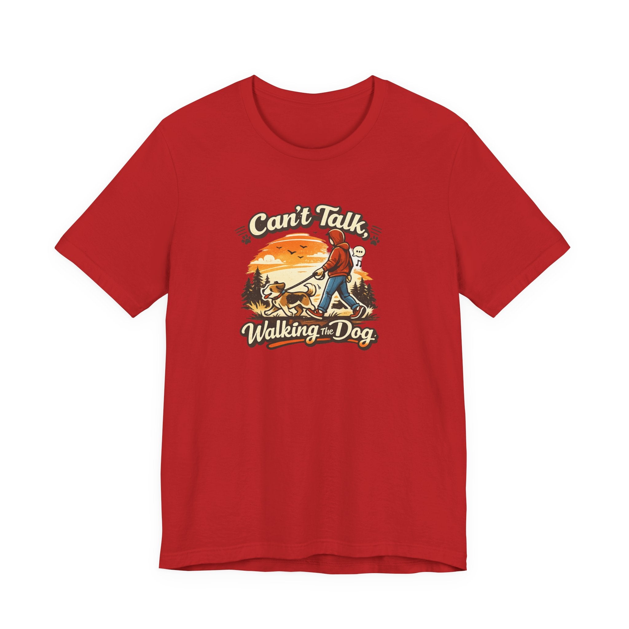 Can't Talk I'm Walking My Dog T-Shirt – Funny Dog Walker Sunset Hiking Graphic Tee – Gift for Dog Lovers, Dog Moms & Pet Parents