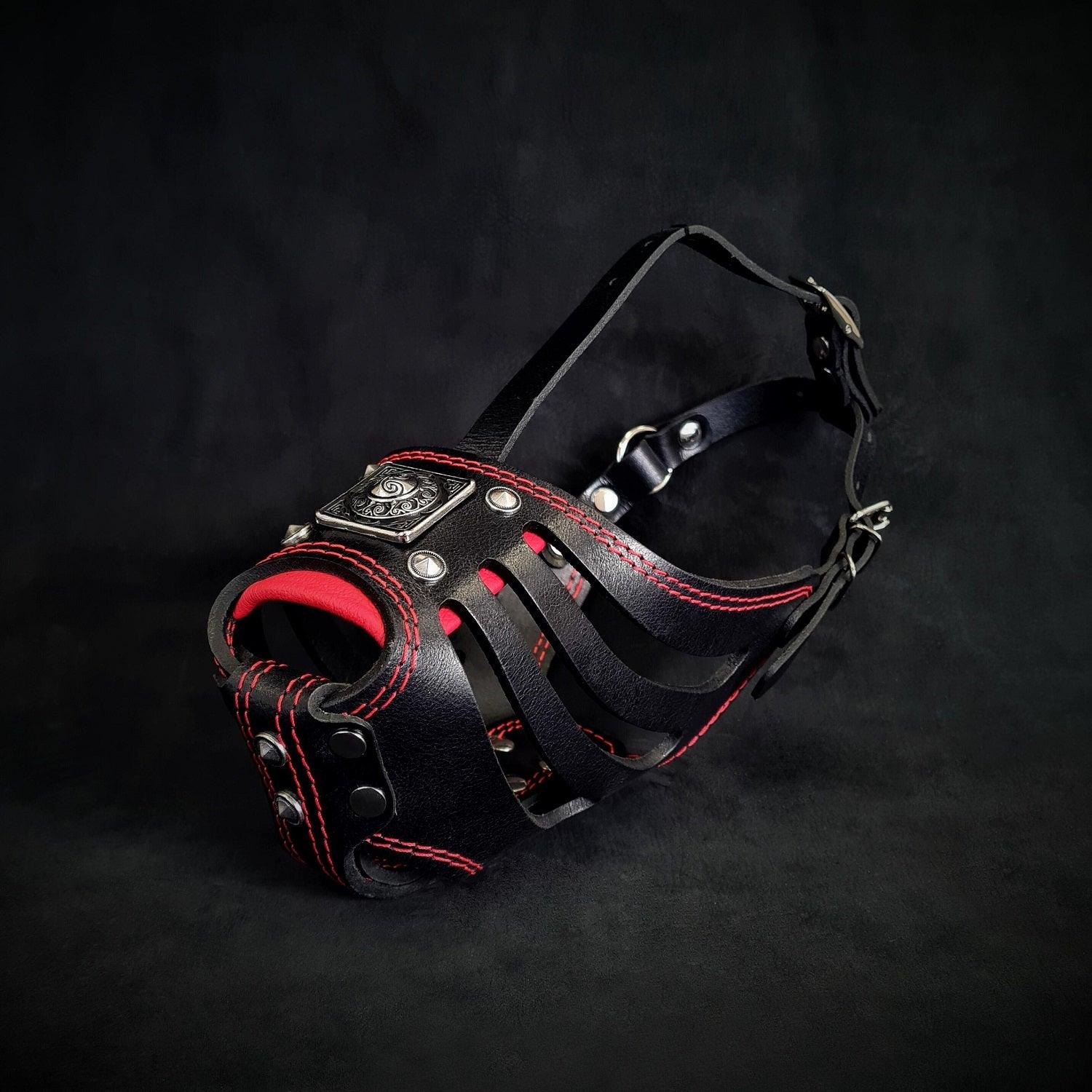 Dog Basket Muzzle – Black & Red, Humane & Breathable, Large Breeds