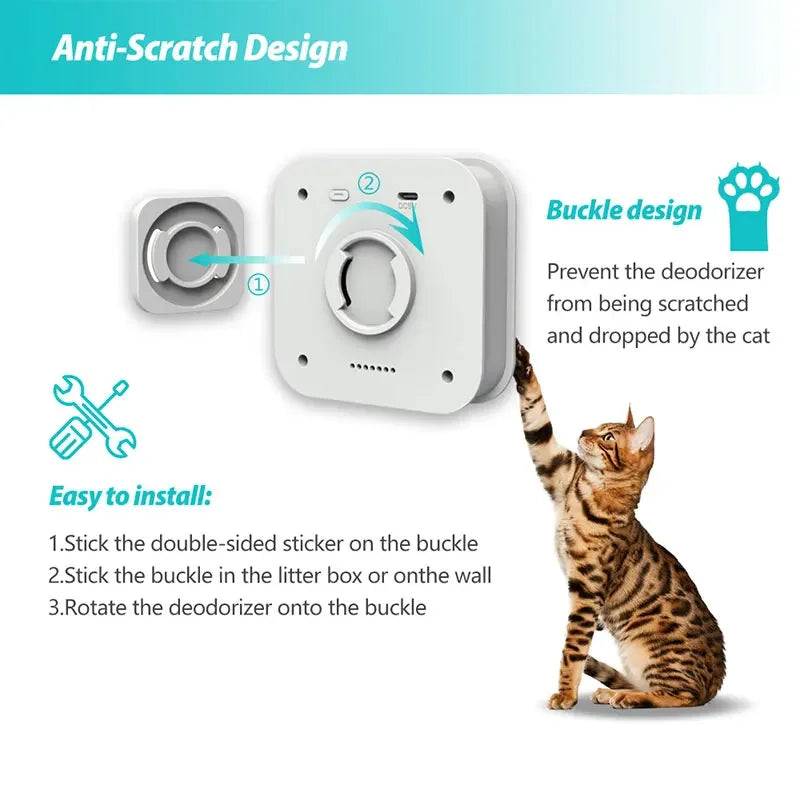 Smart Cat Odor Purifier for Cats Litter Box Deodorizer Dog Toilet Rechargeable Air Cleaner Pets Deodorization Cat Toys Cat Brush