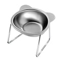 ‌304 Stainless Steel Raised Cat Bowl with 15° Elevated Design Tilted Neck Guard Healthy Feeding Shatterproof for Cats Puppies