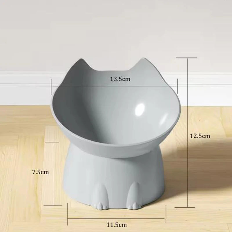 New Cat Bowl with Long Ears and High Feet Bowl with Cat and Dog Neck Protection and Anti-Overturning Plastic Raised Pet Bowl