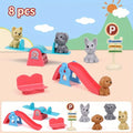 Cute Dog Pet Basket Family Toys Dog Doll Set Cage Toys Scene Playing Toys Christmas Decoration Thanksgiving Gifts Color Randomly