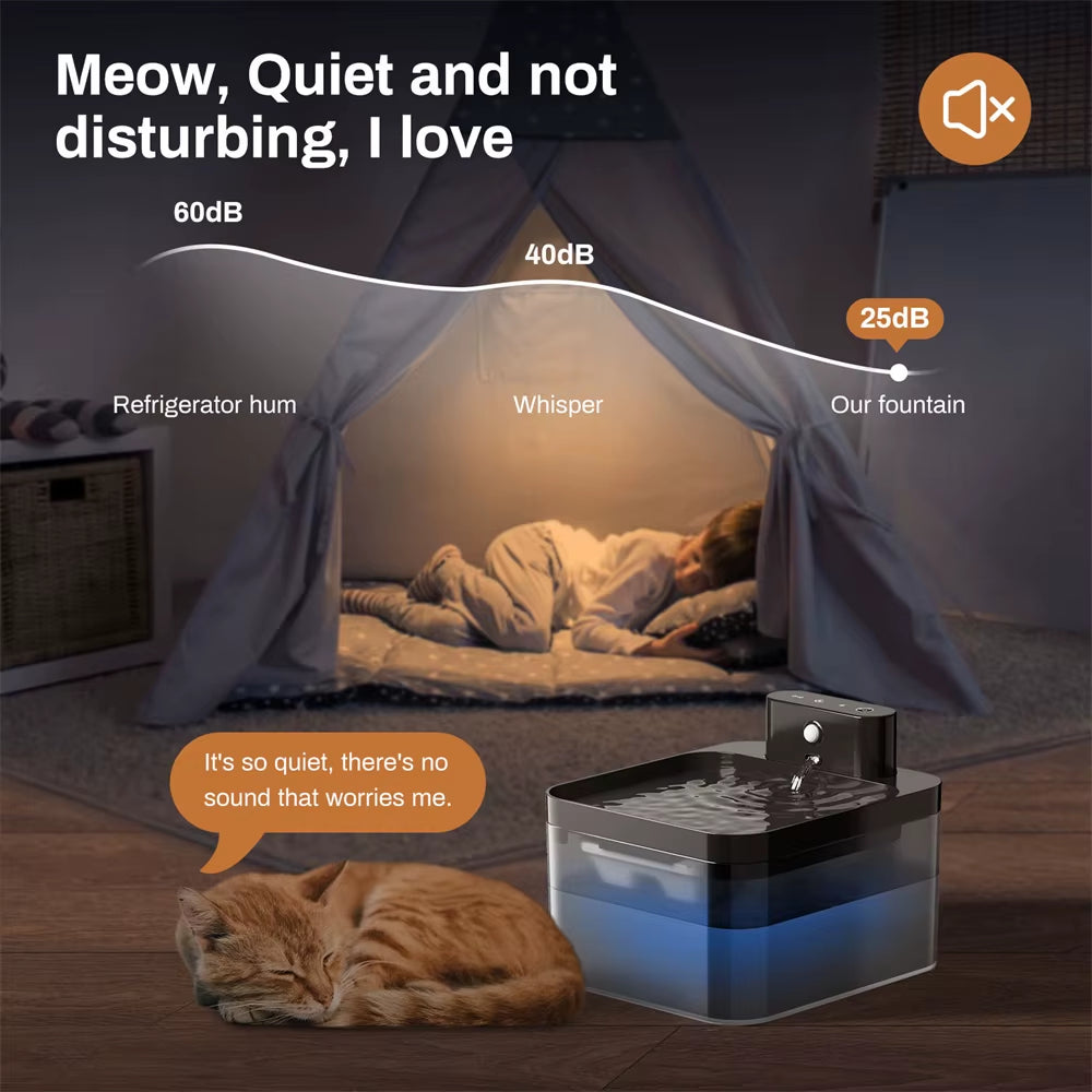 Automatic Cat Water Fountain Wireless Pet Water Dispenser for Dog Cat 2.2L Infrared Sensor Smart Pet Drinkier Accessories