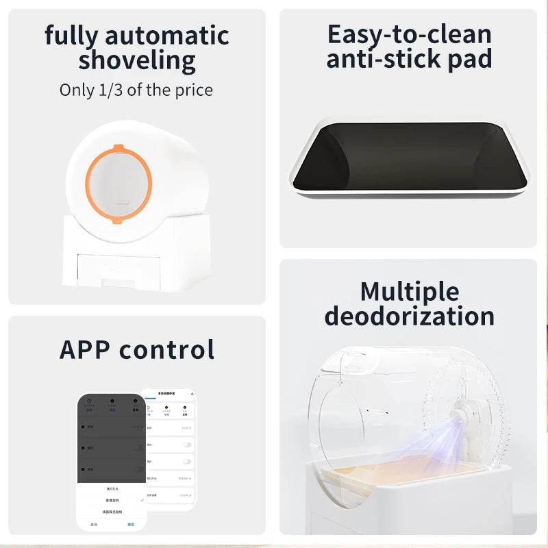 Fully Automatic Pet Cat Litter Box Automatic Cat Litter Box with APP Large Capacity Self Cleaning Litter Box for Multiple Larg