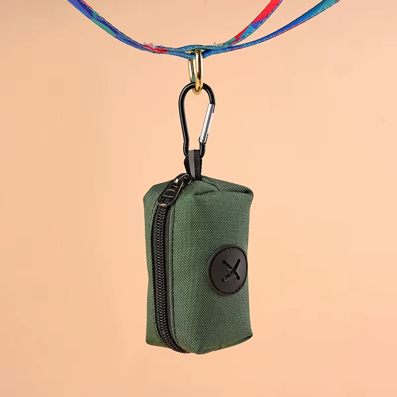 Canvas Dog Poop Bag Holder, Outdoor Pet Waste Bag Dispenser with Carabiner Clip, Animal Waste Collection Pouch