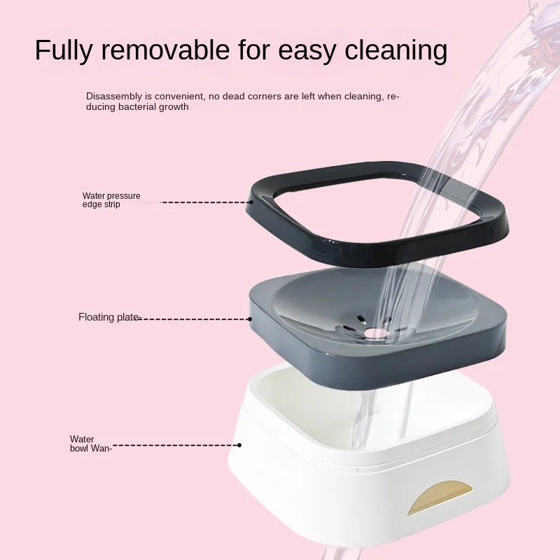 Dog Drinking Water Bowl Floating Non-Wetting Mouth Cat Bowl without Spill Drinking Water Dispenser Plastic Anti-Over Dog Bowl