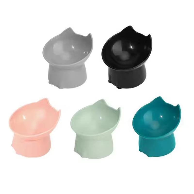 New Cat Bowl with Long Ears and High Feet Bowl with Cat and Dog Neck Protection and Anti-Overturning Plastic Raised Pet Bowl