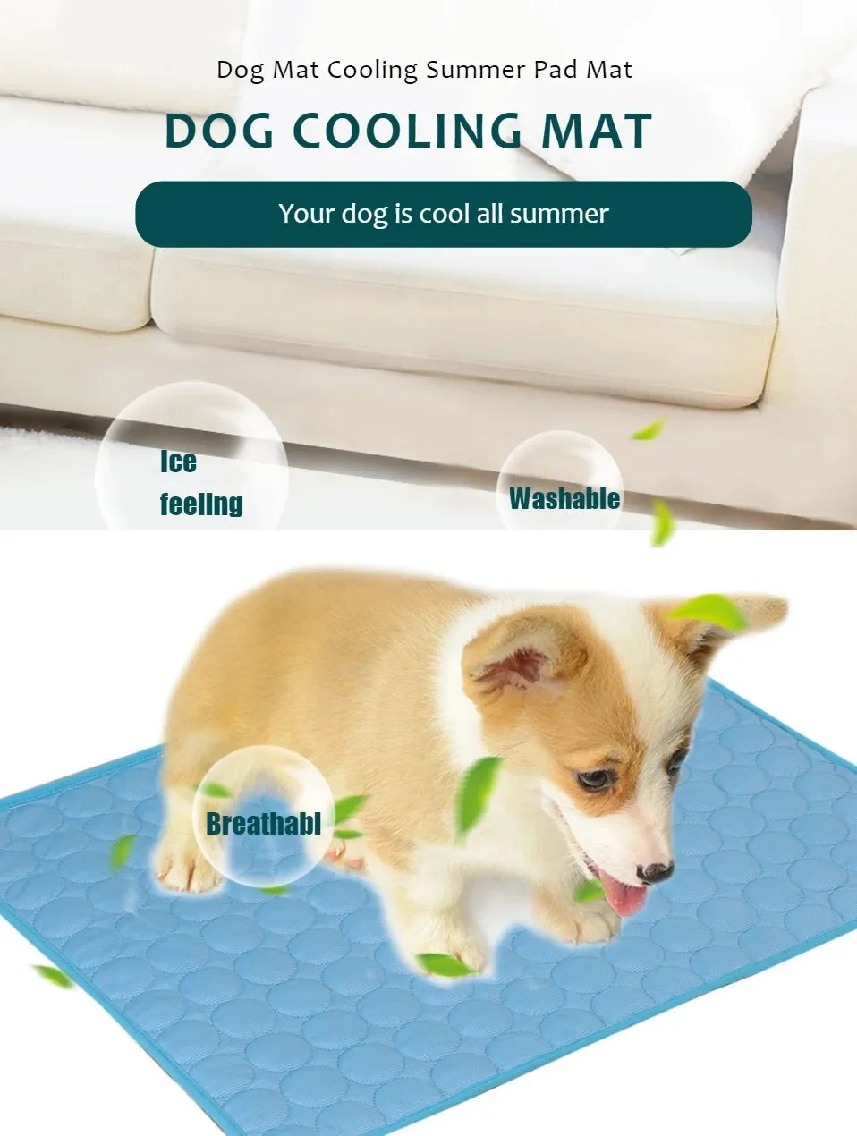 Dog Cooling Mat for Summer – Extra Large Pet Cool Bed Ice Pad – Durable Cooling Blanket for Small & Large Dogs & Cats