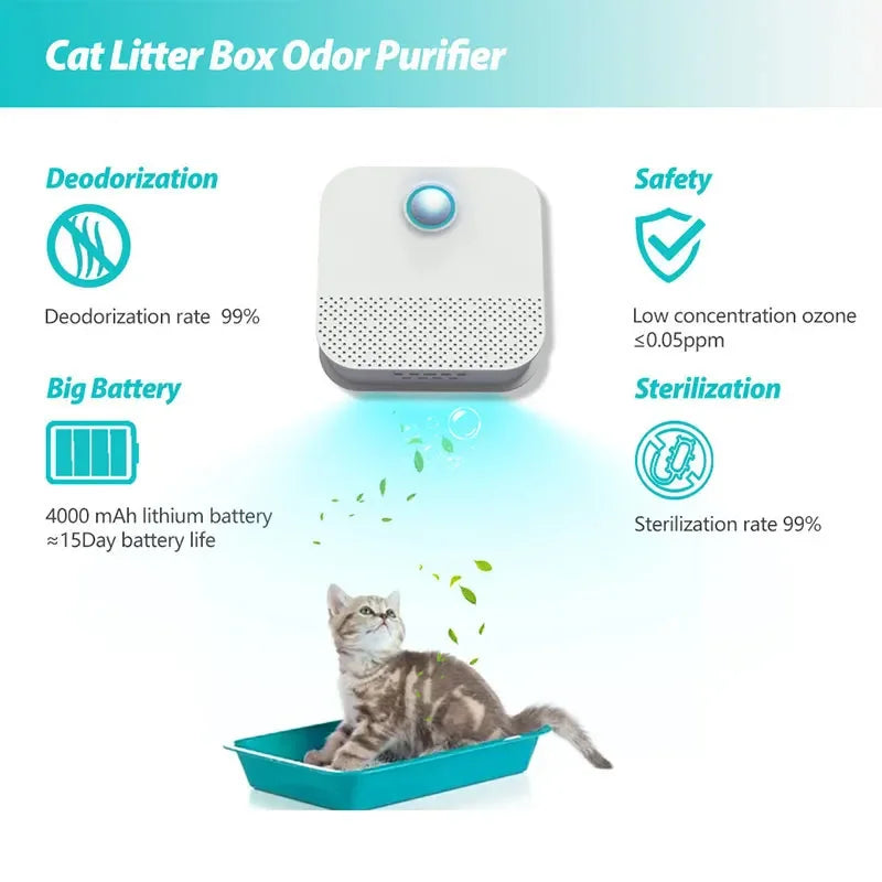 Smart Cat Odor Purifier for Cats Litter Box Deodorizer Dog Toilet Rechargeable Air Cleaner Pets Deodorization Cat Toys Cat Brush