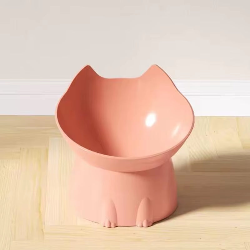 New Cat Bowl with Long Ears and High Feet Bowl with Cat and Dog Neck Protection and Anti-Overturning Plastic Raised Pet Bowl