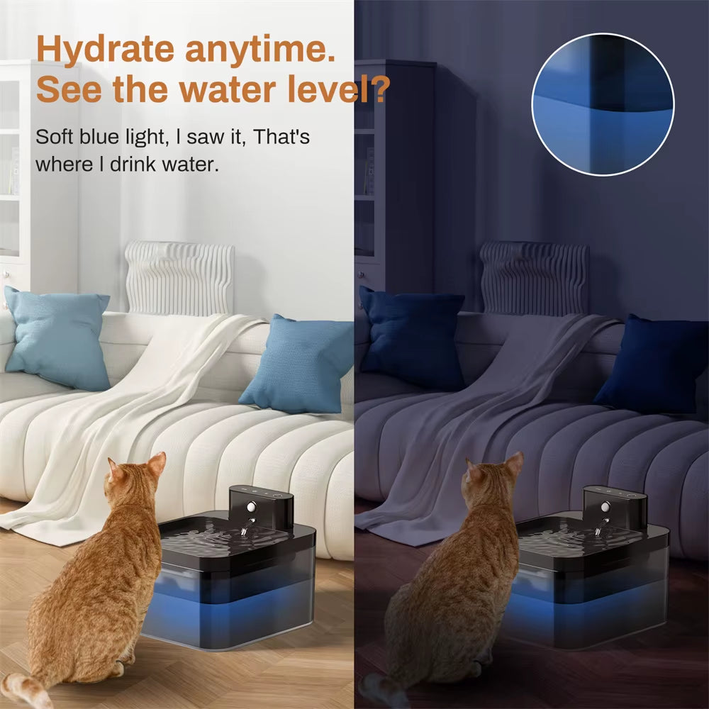 Automatic Cat Water Fountain Wireless Pet Water Dispenser for Dog Cat 2.2L Infrared Sensor Smart Pet Drinkier Accessories