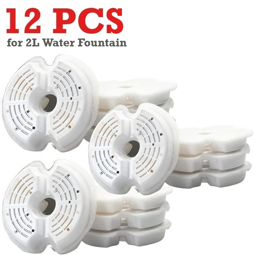 4/8/12Pcs Dog Feeders Fountain Filters Cat Water Replacement Filter for 2/2.4L Pet Fountain Filtration System Pre-Filter Sponges