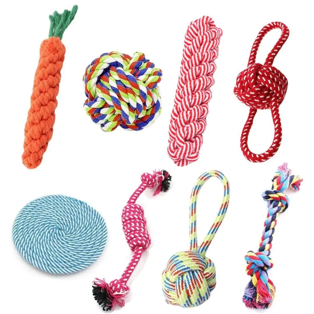 1Pc Dog Toy Carrot Knot Rope Ball Cotton Rope Dumbbell Puppy Cleaning Teeth Chew Toy Durable Braided Bite Resistant Pet Supplies