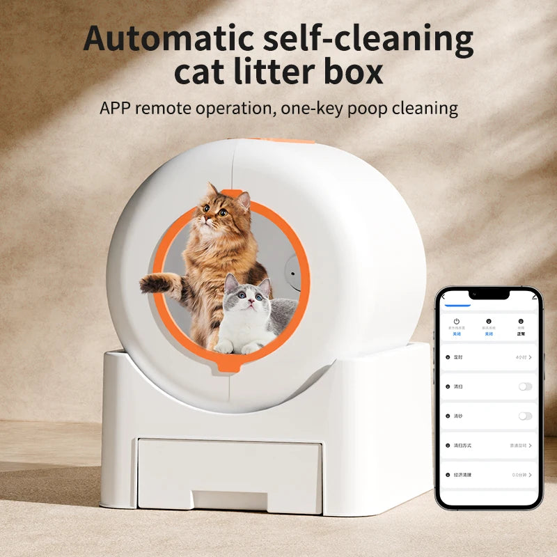Fully Automatic Pet Cat Litter Box Automatic Cat Litter Box with APP Large Capacity Self Cleaning Litter Box for Multiple Larg