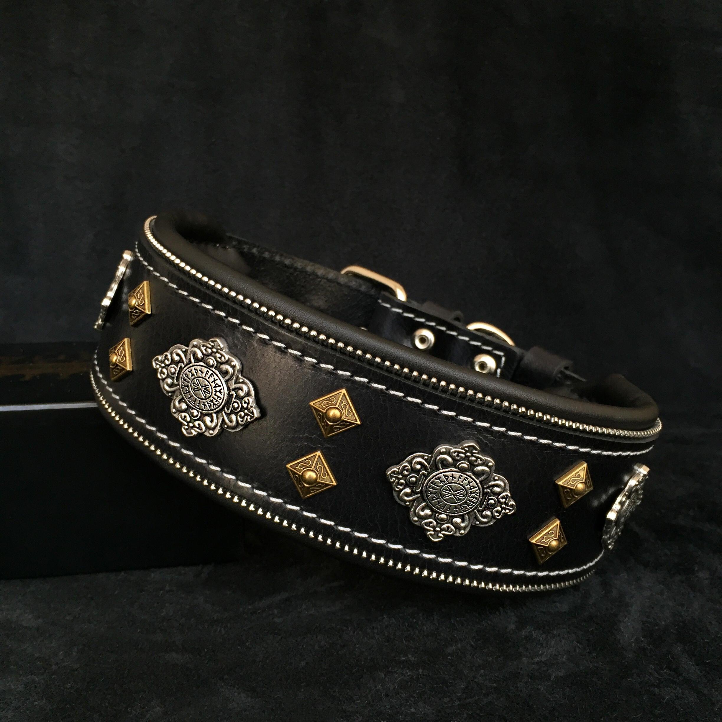 Premium Black Leather Dog Collar – Adjustable Heavy Duty Collar for Large Breeds – Durable Classic Dog Neck Collar with Secure Buckle