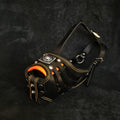 Dog Basket Muzzle – Black & Orange Leather, Humane & Breathable, Large Breeds
